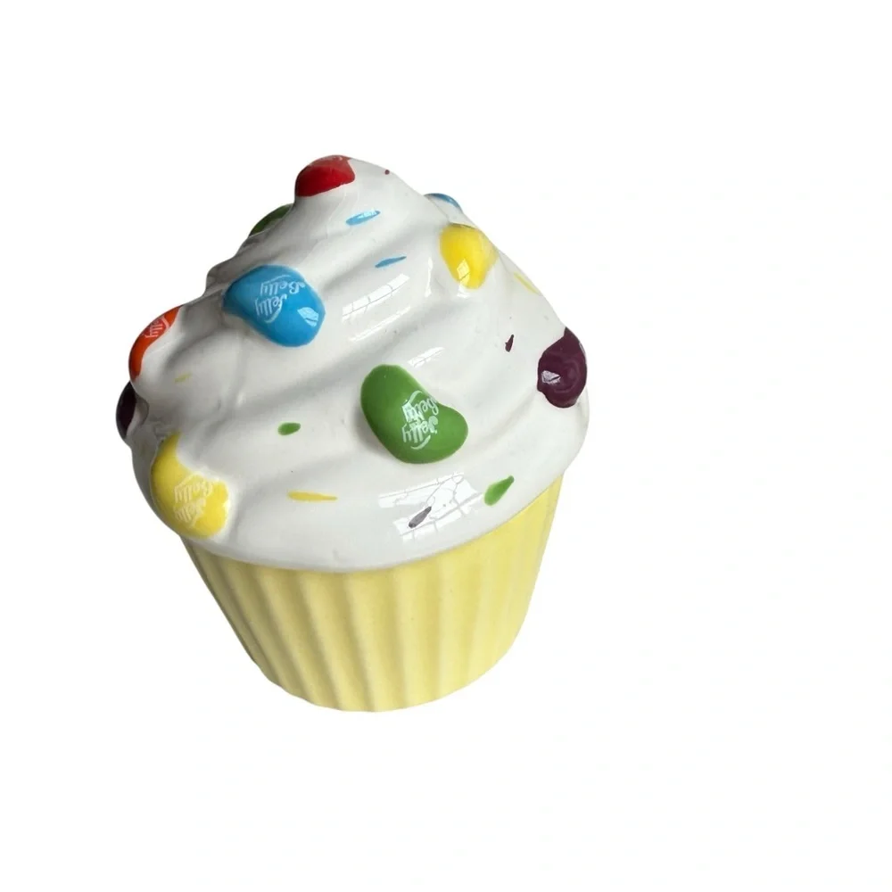 Jelly Belly Jelly Beans Ceramic Cupcake Candy Jar Trinket